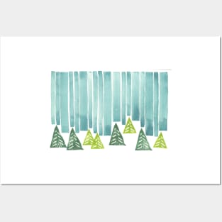 Winter Trees with Northern Lights Posters and Art